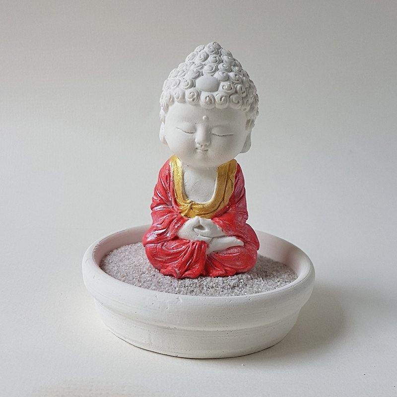 Miniature Small meditation Buddha 1801 new costume, w/8 cm tray - Fragrances - Other Materials Red