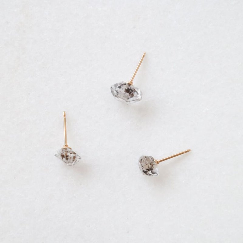 rough earring oil quartz - 耳環/耳夾/耳骨夾 - 石頭 透明