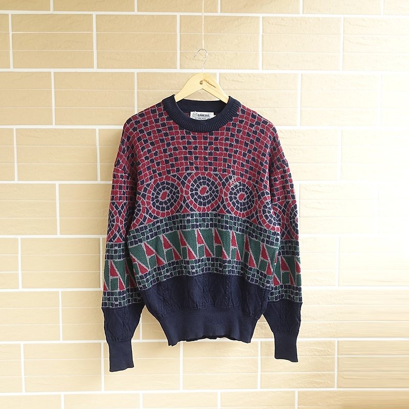 │Slowly | retro small tiles - vintage sweater │ vintage. Vintage. - Men's Sweaters - Wool Multicolor