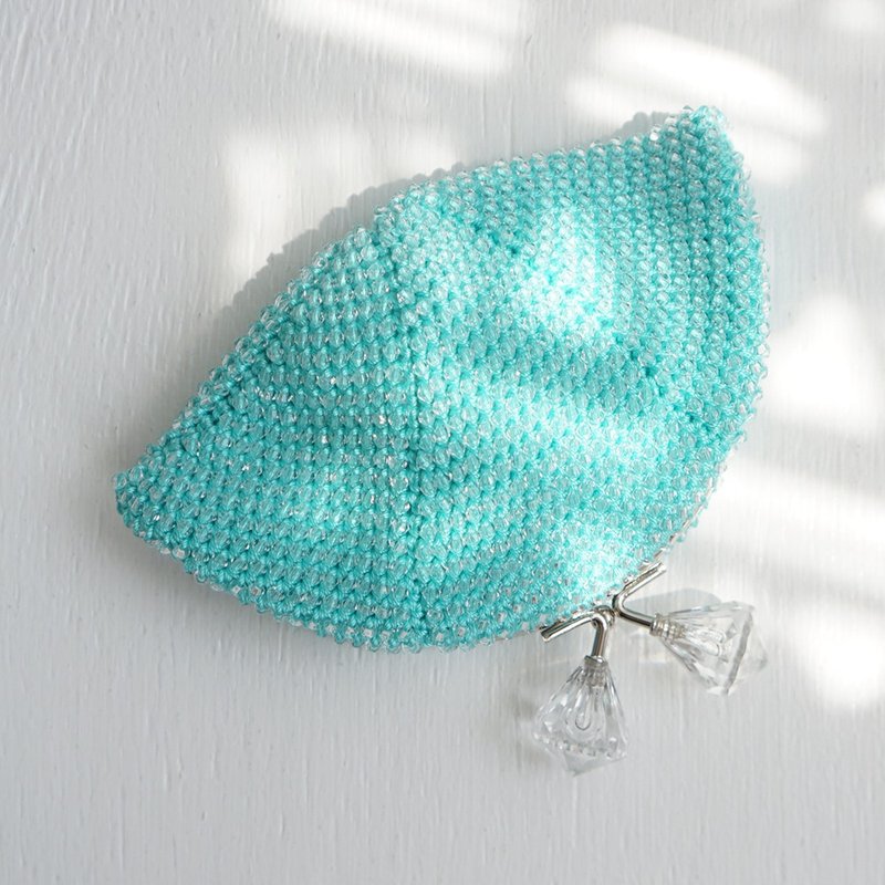 Ba-ba handmade Acrylic beads crochet pouch No.1487 - 錢包/皮夾/長短夾 - 其他材質 綠色