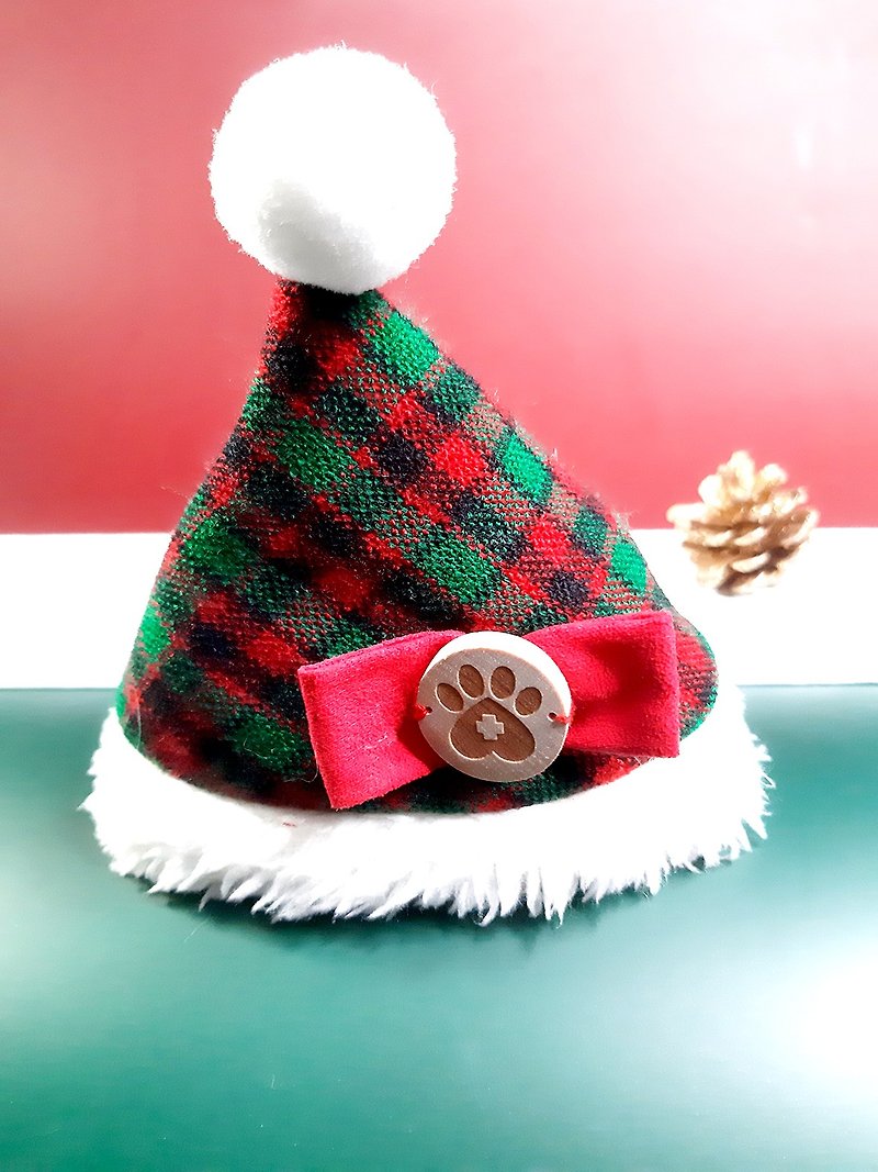 The master sells cute-colorful Christmas series-Christmas hat (Christmas red) - ชุดสัตว์เลี้ยง - ผ้าฝ้าย/ผ้าลินิน สีแดง