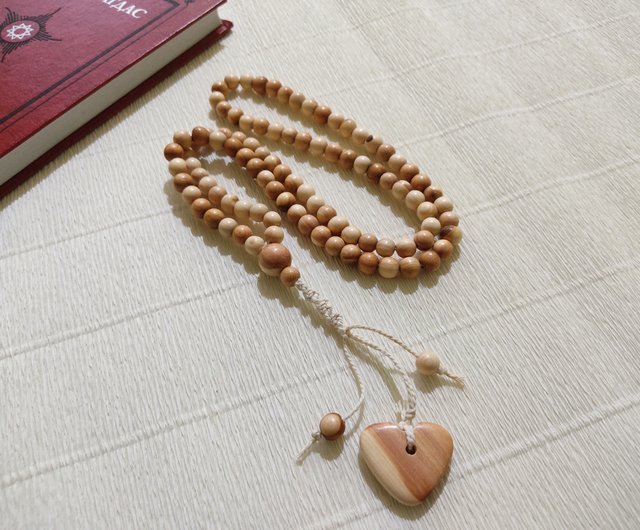 Baha'i Prayer Beads 19x5/plum wood prayer necklace/baha'i gifts - Crealandia