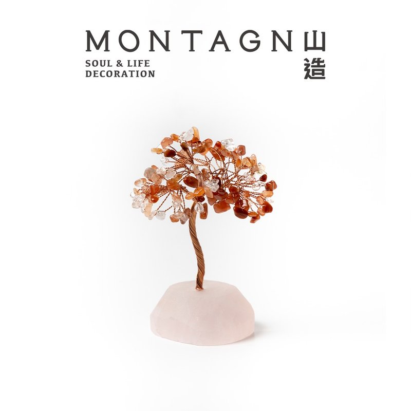 原礦水晶樹 Hawaii 紅瑪瑙。粉水晶 勇氣。力量。愛 - 擺飾/家飾品 - 寶石 