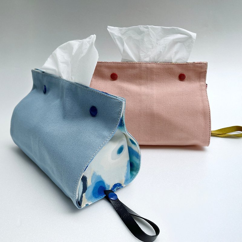 Subtly Playful Design Tissue Cover - Pure Cotton Canvas, Two Colors - กล่องทิชชู่ - ผ้าฝ้าย/ผ้าลินิน สึชมพู