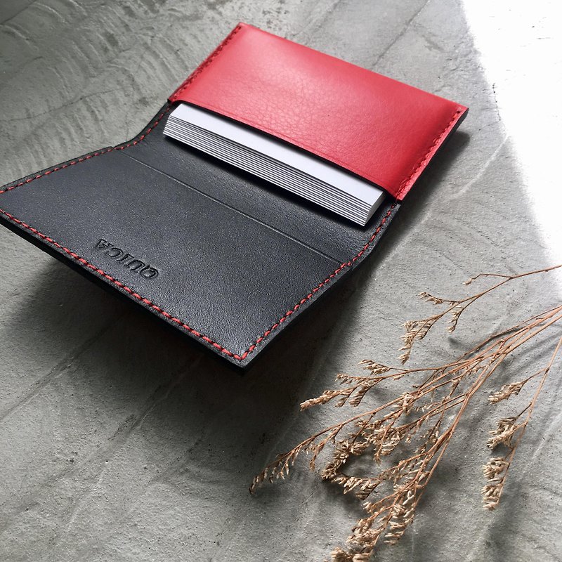 KAKU leather design business card holder card holder red + black - Card Holders & Cases - Genuine Leather Red