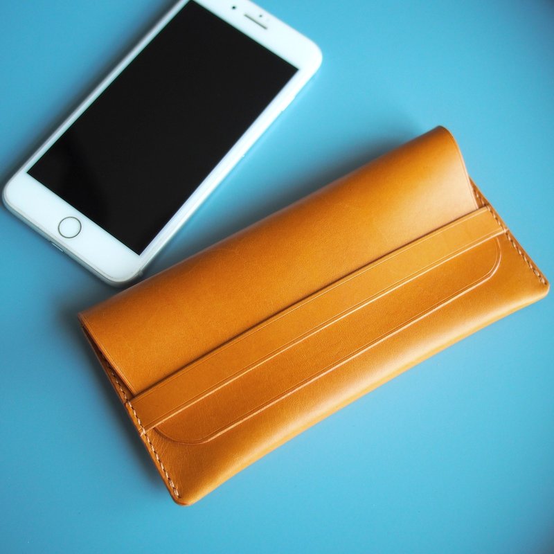 Handmade Leather iPhone pouches case for iphone 7 plus, iphone 8 plus, iphone x - 手機殼/手機套 - 真皮 橘色