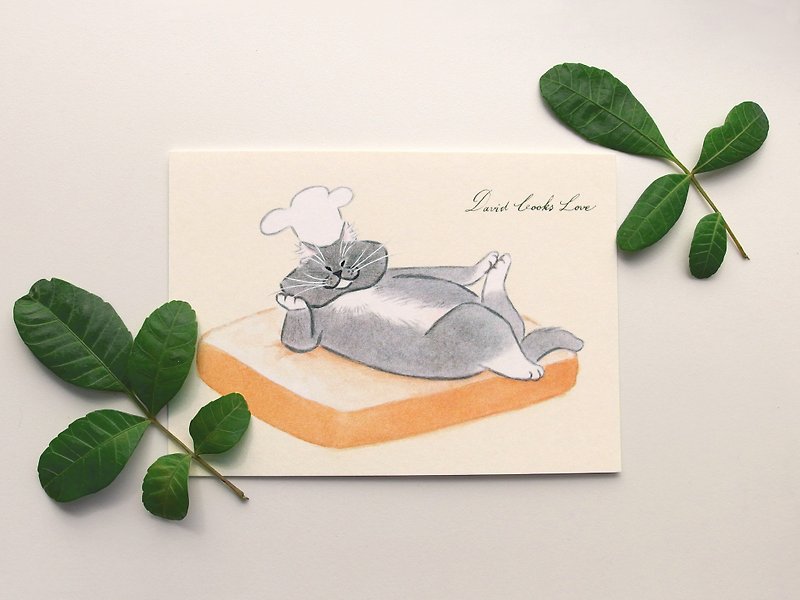 Postcard-Cat Chef-David with Toast - การ์ด/โปสการ์ด - กระดาษ สีส้ม