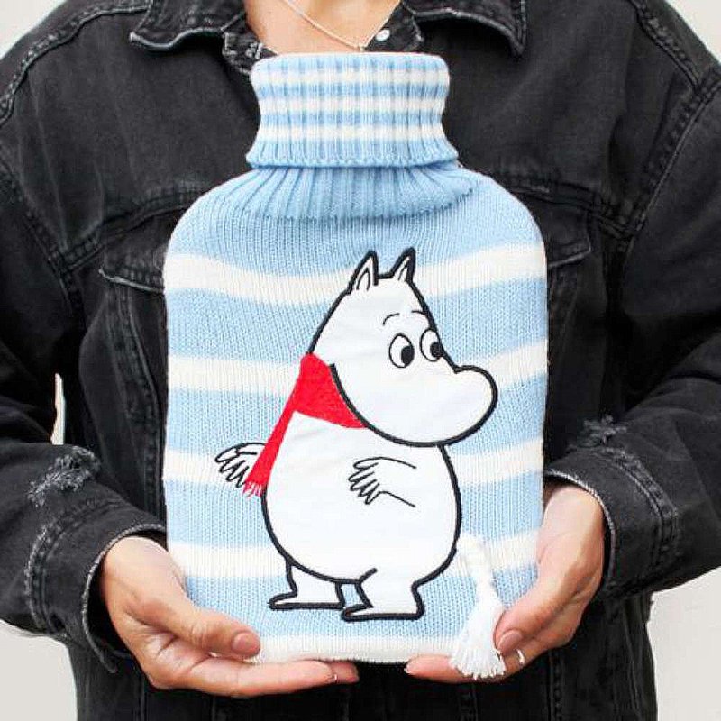 英國嚕嚕米Moomin姆米加水型保溫橡膠熱水袋1000ml(藍色條紋款) - 保溫瓶/保溫杯 - 橡膠 藍色
