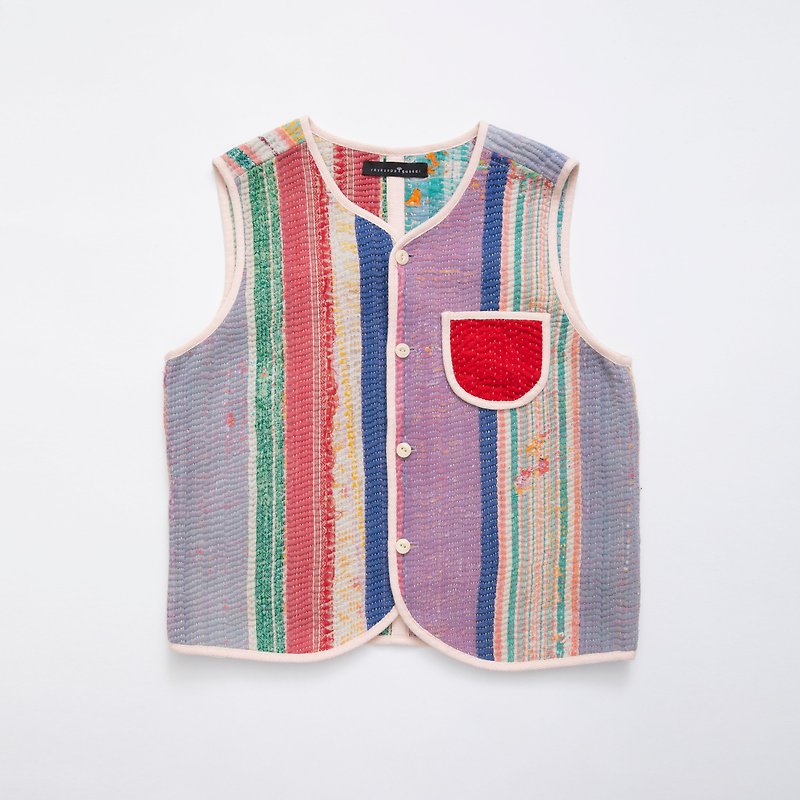 Kantha quilted reversible vest - เสื้อกั๊กผู้หญิง - ผ้าฝ้าย/ผ้าลินิน หลากหลายสี