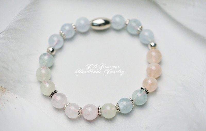 Pure handmade candy aquamarine, Morgan stone bracelet - Bracelets - Gemstone Multicolor