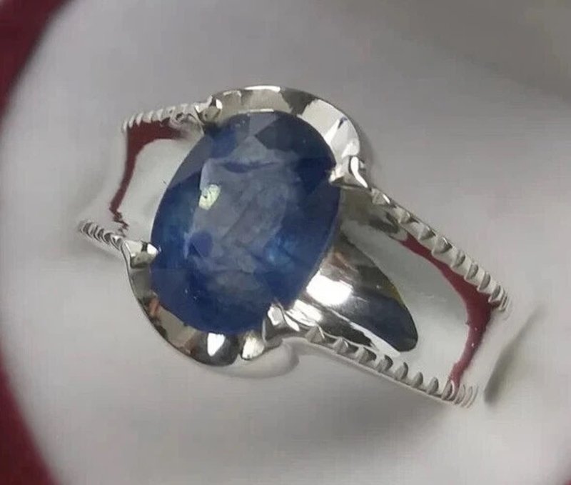 Natural Oval Cut Blue Sapphire Women Ring Sterling Silver 925 Ring Neelam gifts - 戒指 - 寶石 藍色