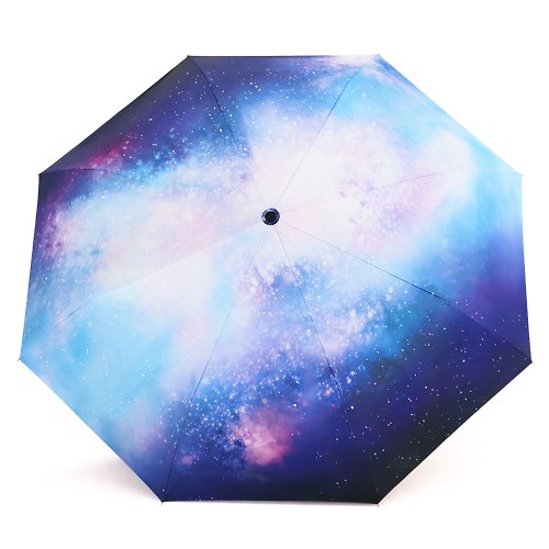 TDN 【TDN】自然光超輕易開收三折傘黑膠抗UV晴雨傘(星空藍)