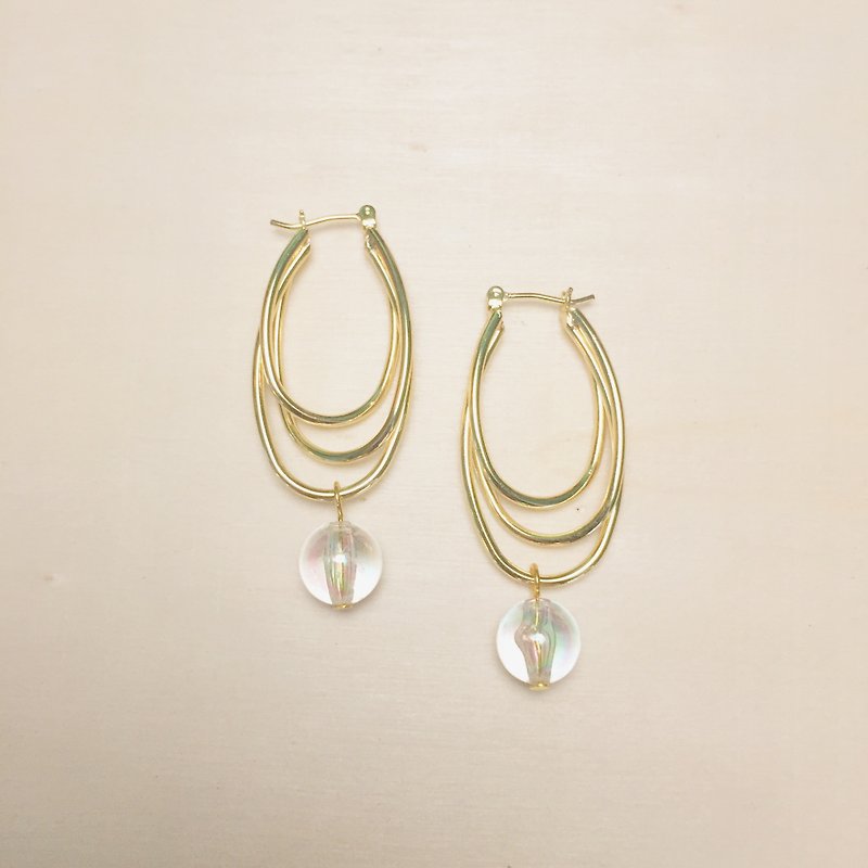 Retro transparent bubble three hoop earrings - Earrings & Clip-ons - Resin Transparent