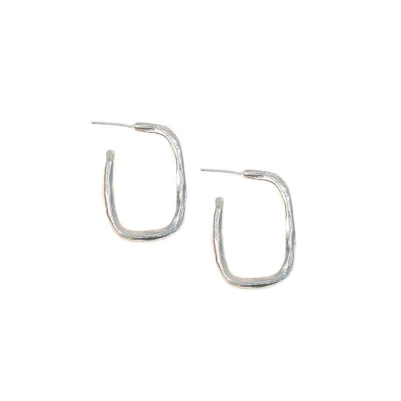 長方耳環/ 925純銀耳環 - 耳環/耳夾 - 其他金屬 銀色