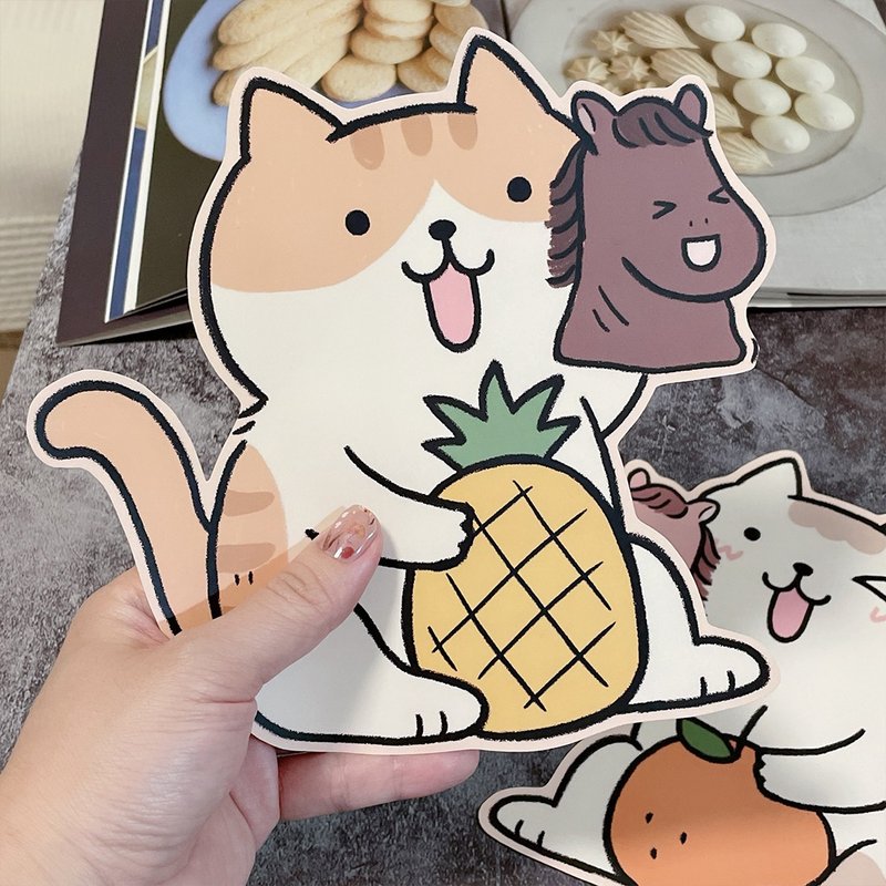 2026馬年限定 / 貓咪玩小馬手偶 防水超大貼紙 / 貼大門很可愛喔 - 紅包袋/春聯 - 紙 紅色