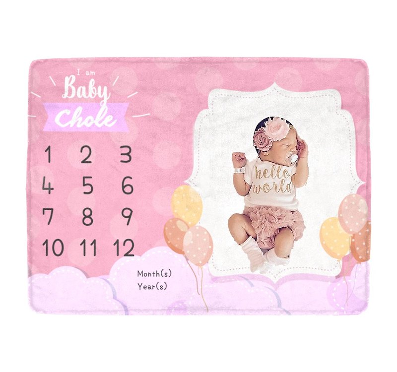 Customize Baby born milestone blanket Dot Design - Baby Girl - Baby Gift Sets - Polyester Pink