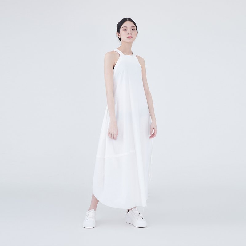 TRAN - harness one-piece dress - ชุดเดรส - ผ้าฝ้าย/ผ้าลินิน ขาว