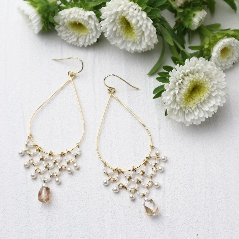 Lacy Earrings / lace pattern Clip-On C - Earrings & Clip-ons - Glass Gold