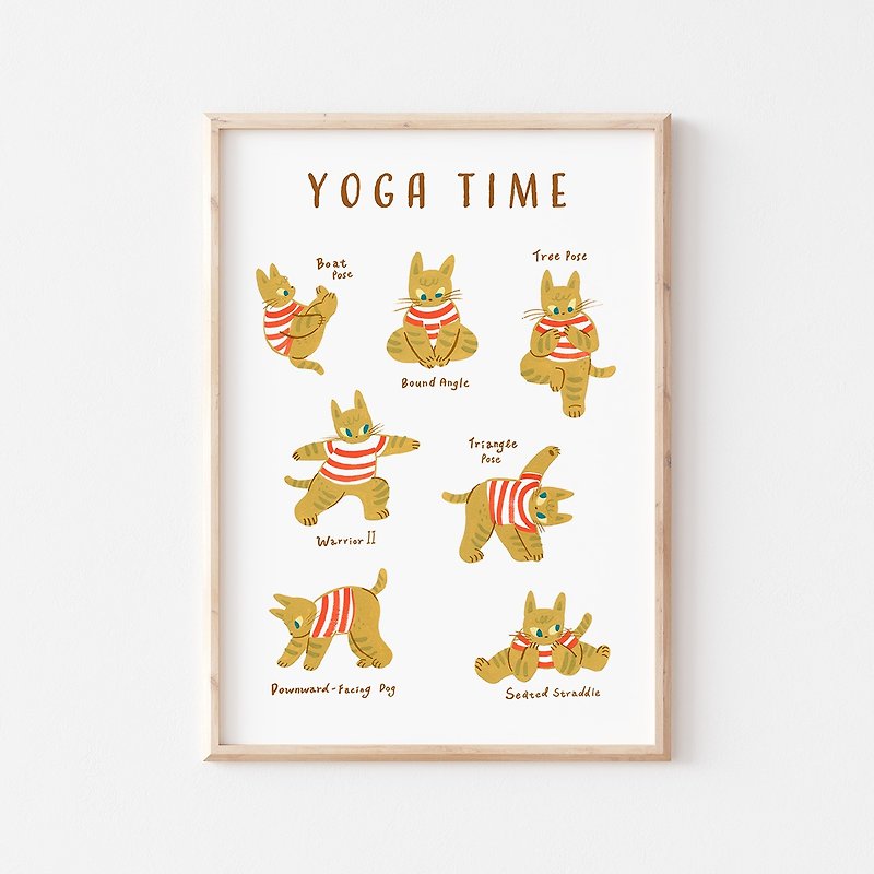 Turmeric Cat's Yoga Time I Print Decorative Artwork - โปสเตอร์ - กระดาษ 