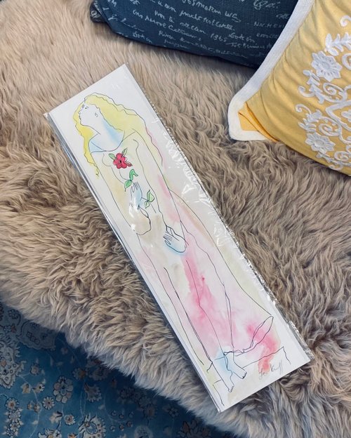 酷鴞藝術 Dead Poets Society Linda Le Kinff-Woman女人-Watercolor on print簽名版畫03