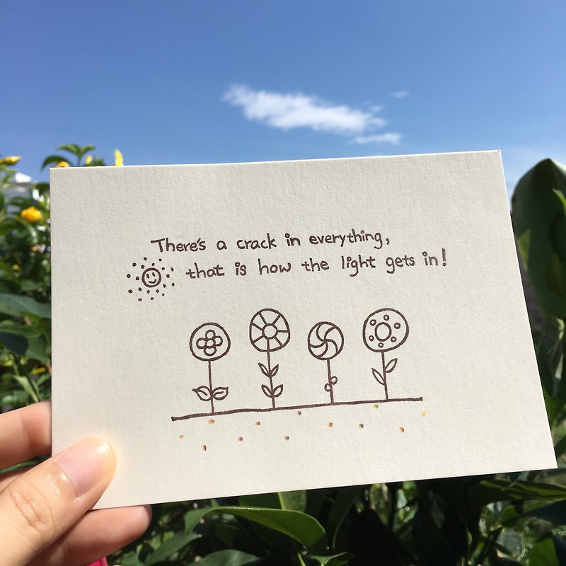 *Miss L handmade postcard* There is a crack in everything, that is how the light gets in! - การ์ด/โปสการ์ด - กระดาษ ขาว