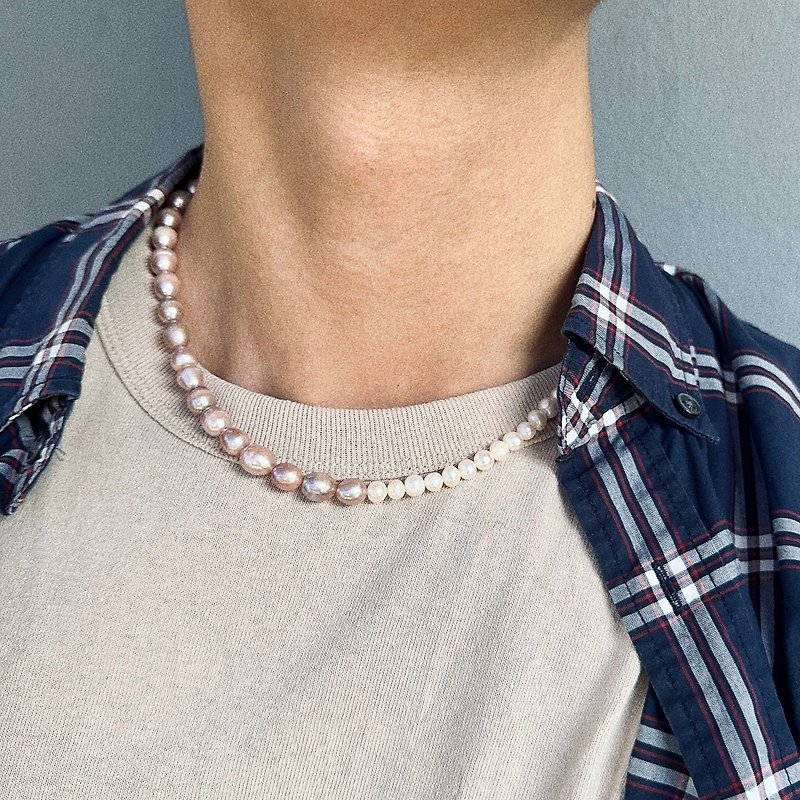 Freshwater Pink and White Pearl Necklace - 項鍊 - 珍珠 粉紅色