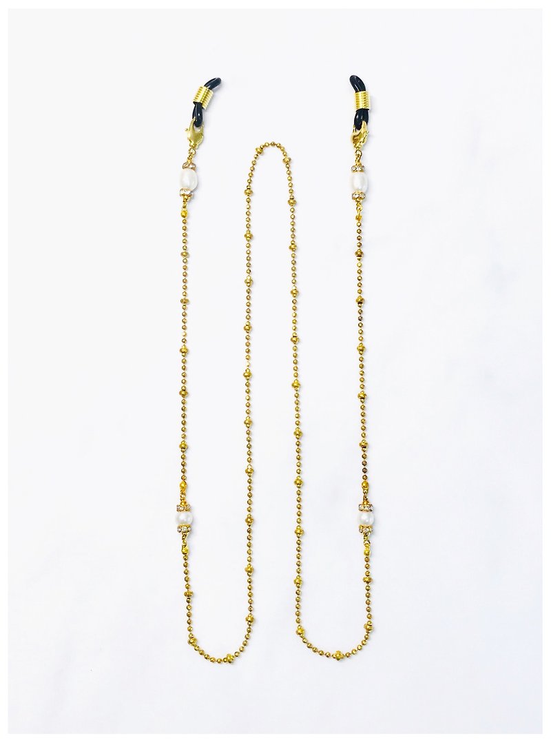 Minertés+優雅珍珠眼鏡鏈/口罩鏈+ - 項鍊 - 銅/黃銅 金色