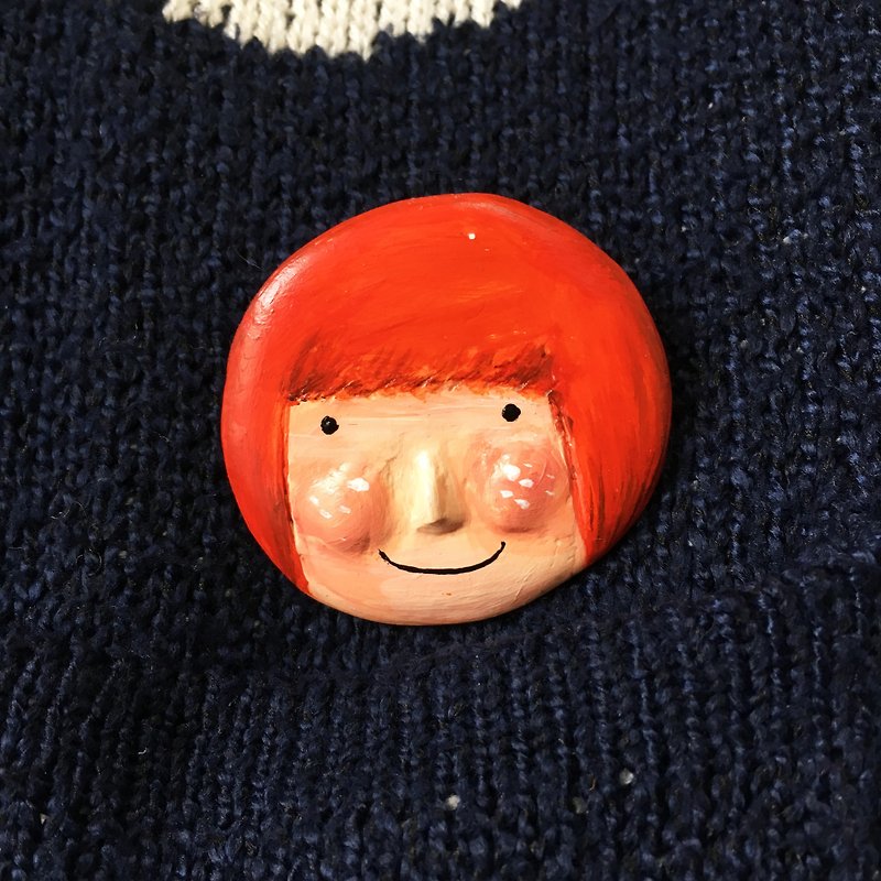 Ceramic pin (HUA-0033) - Brooches - Pottery Red