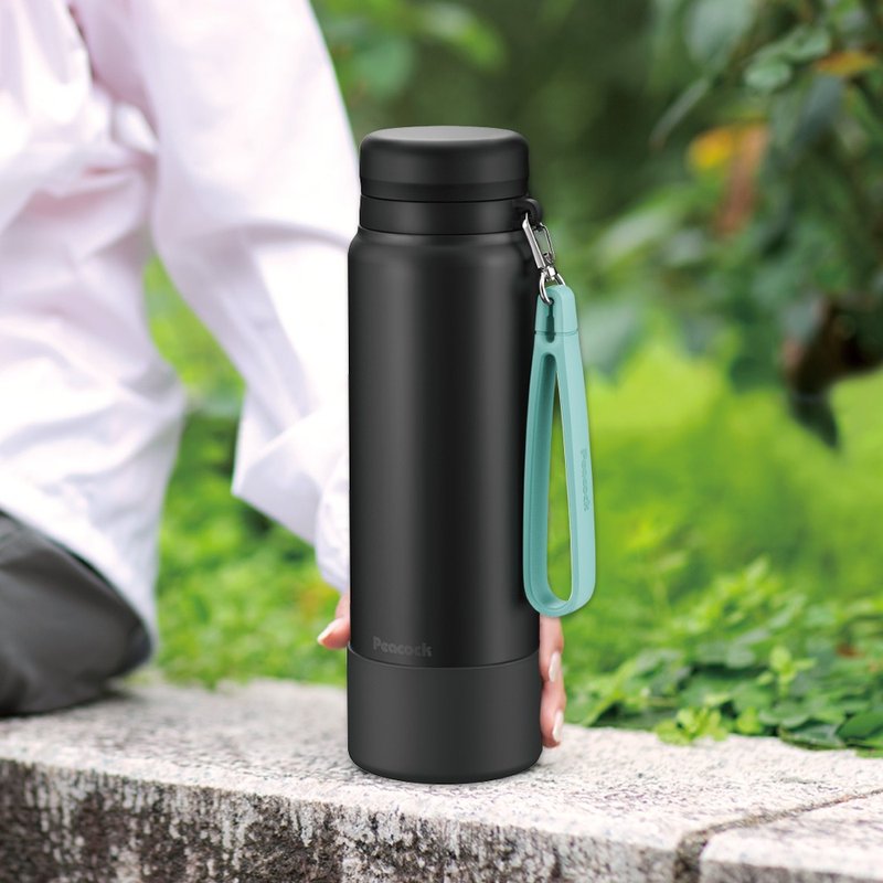 [Peacock] 1000ML 316 Stainless Steel Cold Cup / Mug Sports Portable - Stone Black - กระบอกน้ำร้อน - สแตนเลส สีดำ