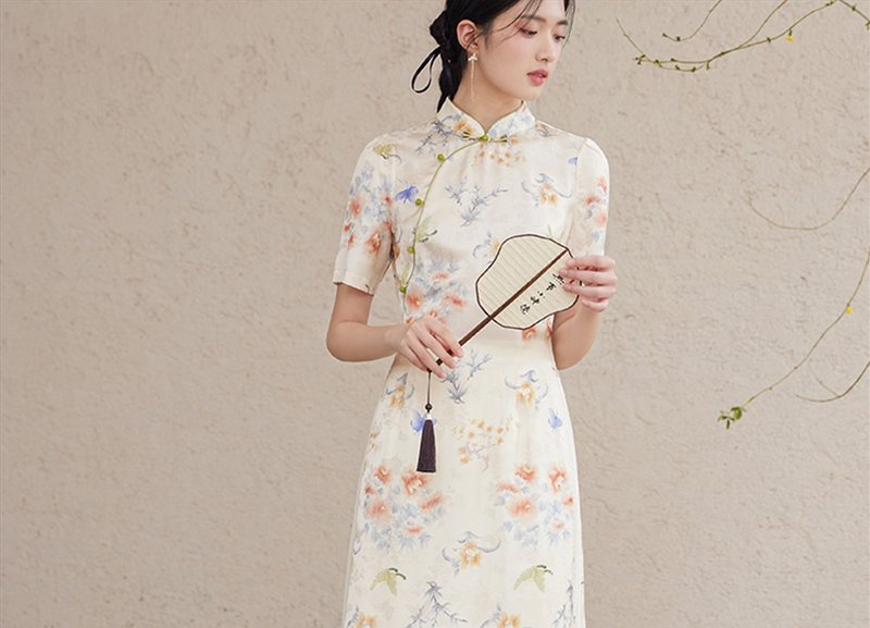 Jianjia New Chinese Retro Chinese Style Tea Zen Improved Ao Dai Cheongsam Dress - One Piece Dresses - Silk Multicolor