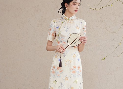 初蟬 蒹葭 新中式復古中國風 茶禪改良奧黛旗袍洋裝