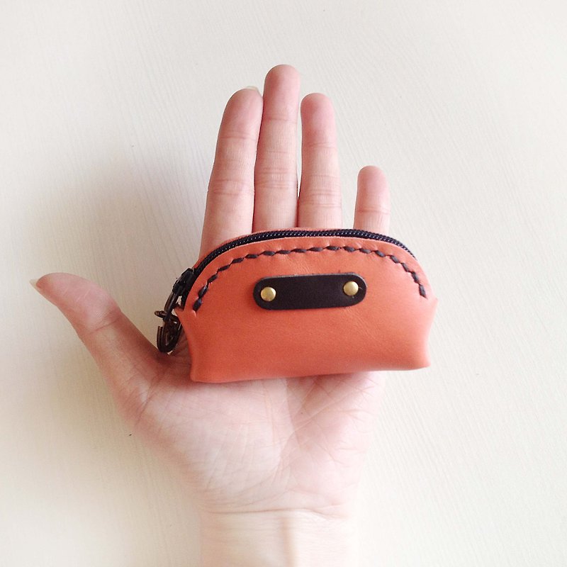 POPO│ Chun Yang series │ palm. Small and lightweight purse genuine leather │ - ที่ห้อยกุญแจ - หนังแท้ สีส้ม