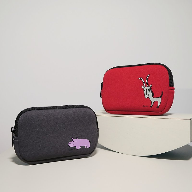 My Little Pets Series Storage Bag Camera Bag Hard Disk Case Cosmetic Bag [Hippo Antelope] - กระเป๋าเครื่องสำอาง - วัสดุกันนำ้ สีเทา