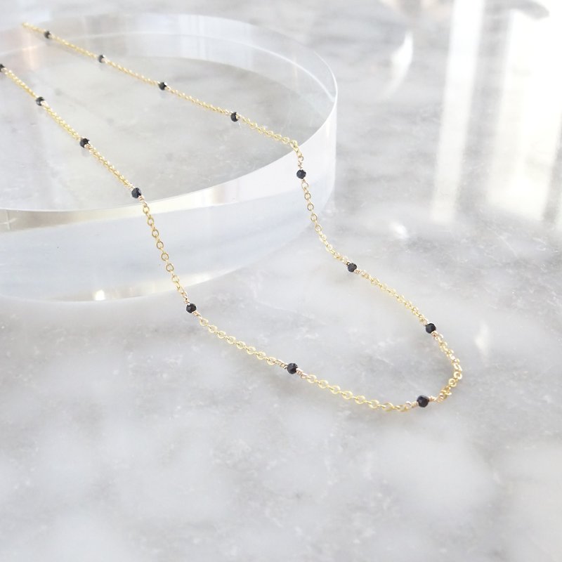 14kgf*AAA black spinel station necklace - ネックレス - 宝石 ブラック