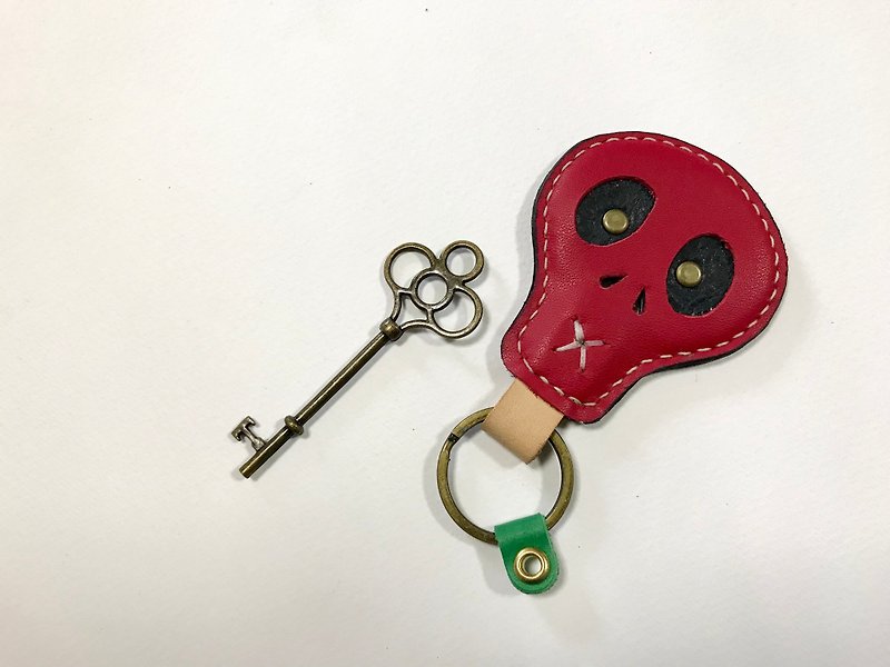 POPO│鬼月│骷髅Key ring│Real leather - ที่ห้อยกุญแจ - หนังแท้ สีแดง