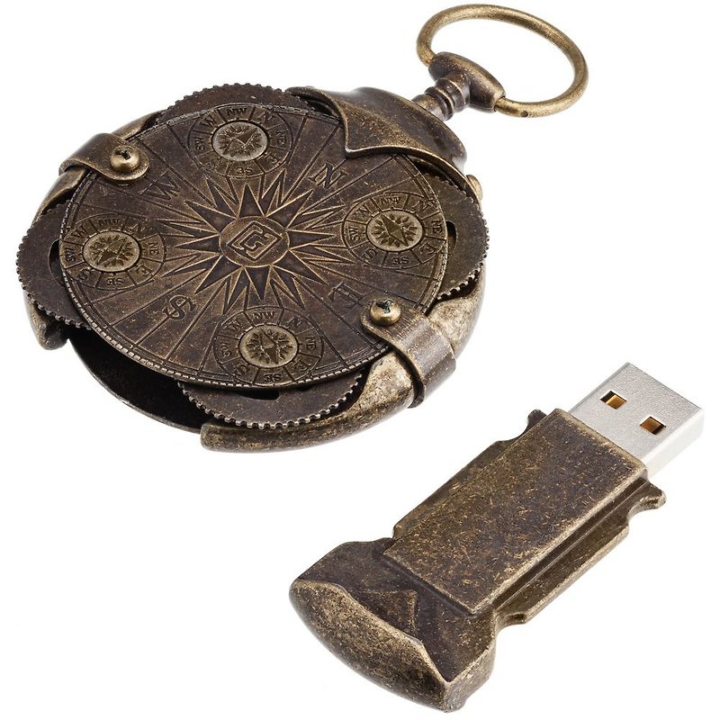 【Discount 25% Off】Steampunk Cryptex Round Lock Compass USB 64/32GB - USB Flash Drives - Other Metals Brown