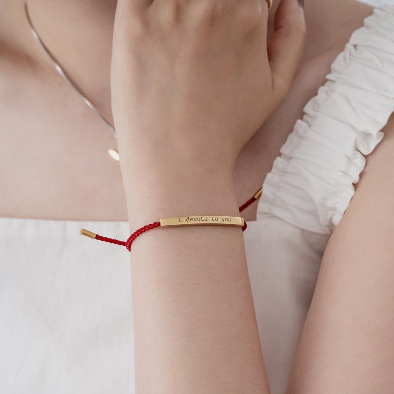【Customized Gift】Girlfriend Wax Thread Bracelet Couple Bridesmaid Gift Lucky Bracelet Engraved Date - สร้อยข้อมือ - ผ้าฝ้าย/ผ้าลินิน 