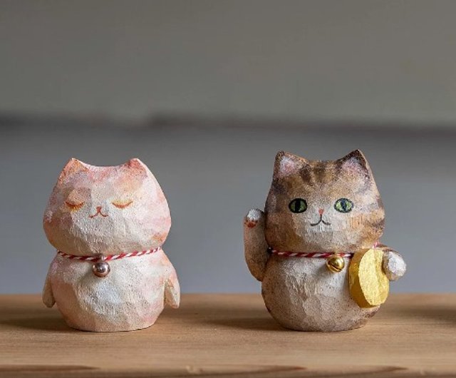 木彫り猫のオーダーメイド】毛色のカスタマイズ - ショップ ふたつの木