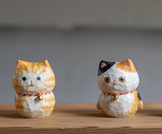 木彫り猫のオーダーメイド】毛色のカスタマイズ - ショップ ふたつの木