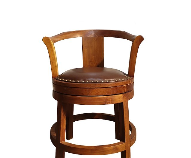 Teak Leather Cushion Swivel Chair, Teak Bar Stools With Backs Taiwan