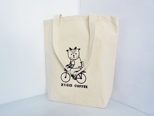 ZUGO 手工絹印 帆布包 胖羊先生 在咖啡館的路上