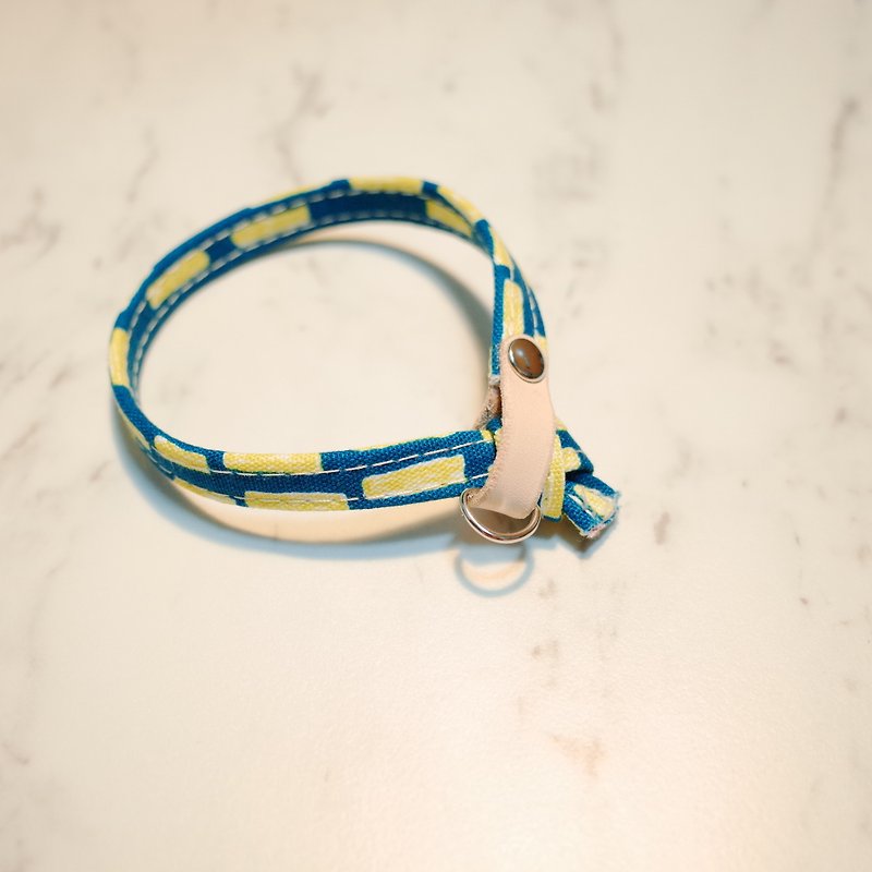 Cat collar yellow dotted body hand-painted style can be added to purchase tag - Collars & Leashes - Cotton & Hemp 