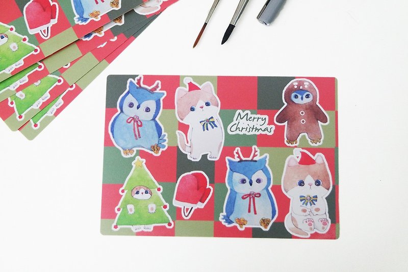 Milk tea and blueberry Christmas rolled stickers - Stickers - Paper 