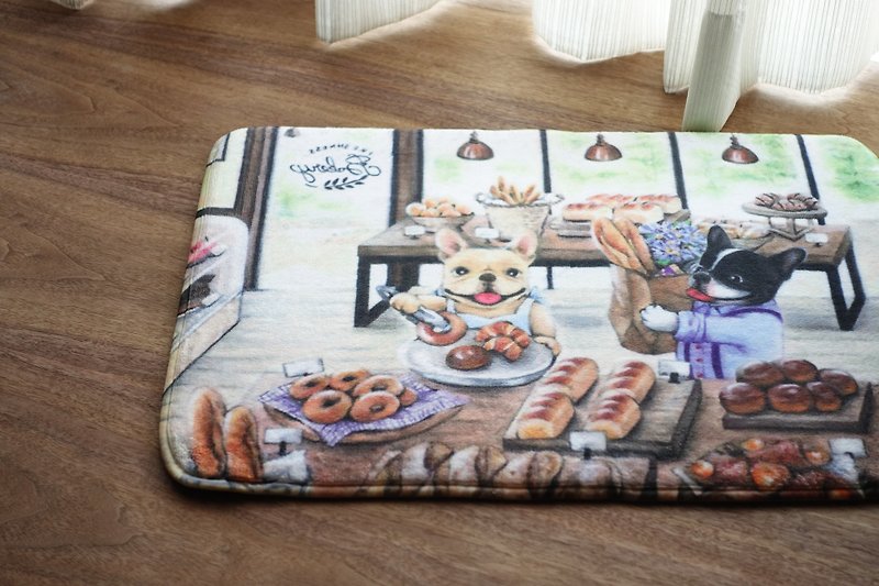 French Bulldog's Happy Bakery - Illustrated Rug - พรมปูพื้น - วัสดุอื่นๆ หลากหลายสี