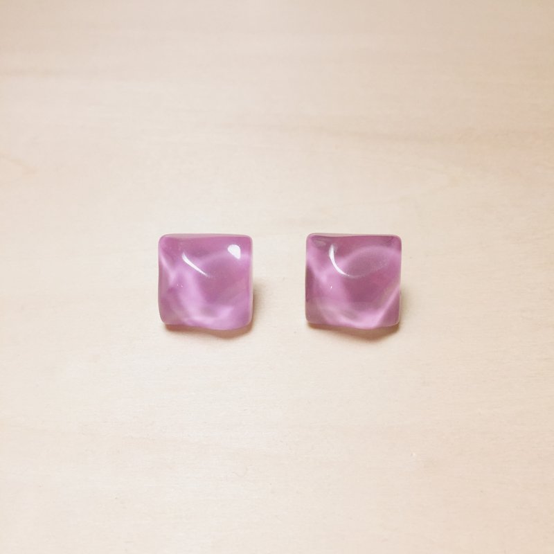 Light purple water wave earrings - ต่างหู - เรซิน สีม่วง