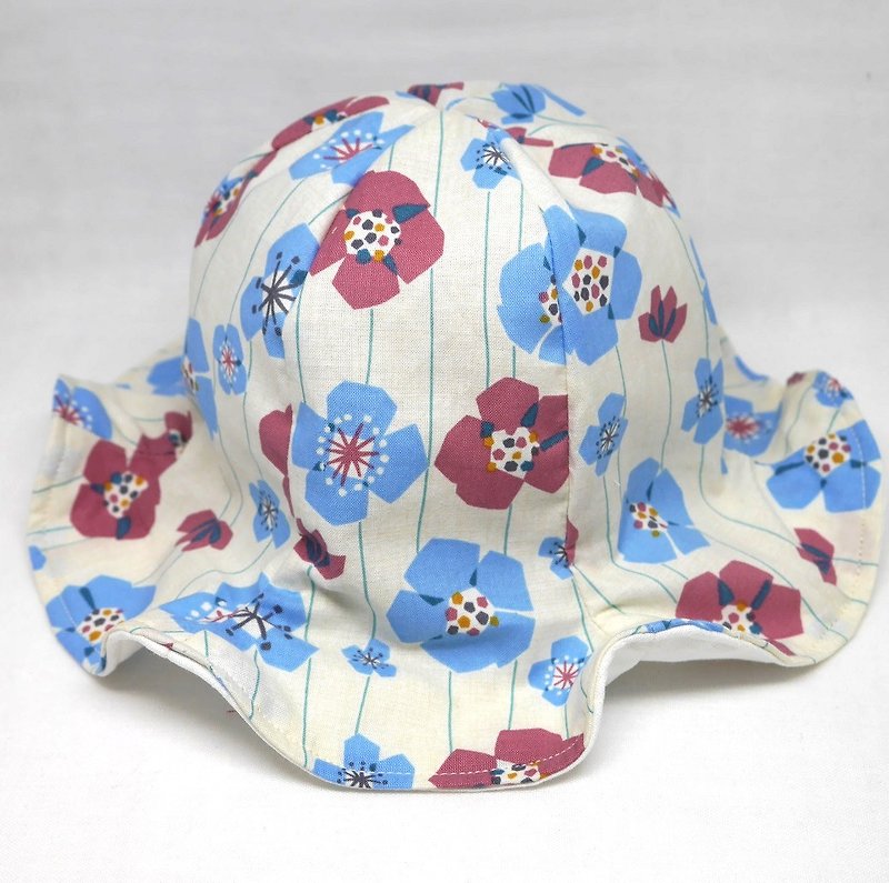 Tulip hat / flower pink & light blue - 嬰兒帽/髮帶 - 棉．麻 粉紅色