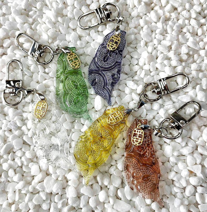 台灣平安造型海棠花玻璃鑰匙圈 鑰匙圈 海棠花玻璃 台灣 紀念品 - 鑰匙圈/鑰匙包 - 玻璃 