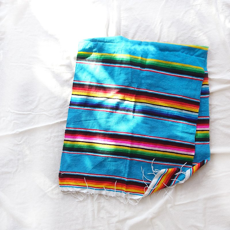 BajuTua /ヴィンテージ/メキシコの手織り毛布 - レイクブルー - 毛布・かけ布団 - アクリル ブルー