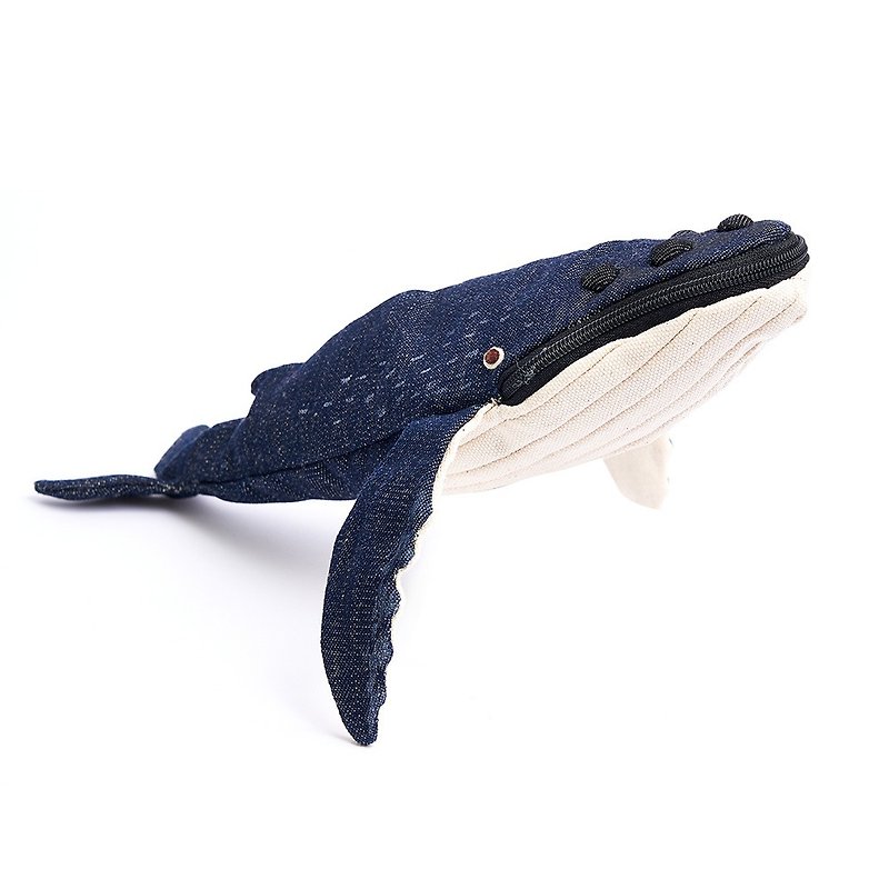 Harbor Fish Sliding Handmade Big Fin Whale Pen Case-Ocean Series - กล่องดินสอ/ถุงดินสอ - วัสดุอื่นๆ สีน้ำเงิน
