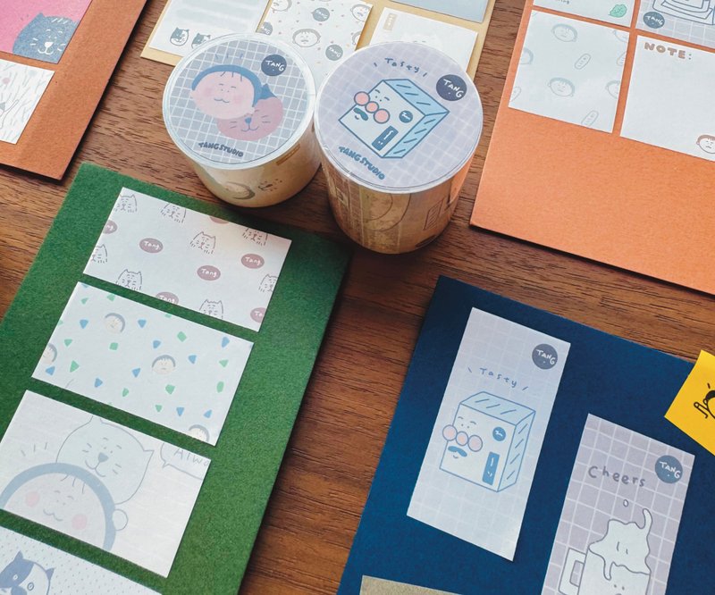 【唐小糖】可愛いロール付箋 / 手帳ロール付箋 / ミシン目で簡単カット / 弱粘着 - マスキングテープ・PET テープ - 紙 多色
